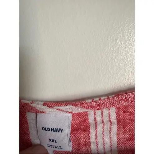 Old Navy  Linen Cotton Pink Striped VNeck Wrap & Tie Top Womens sz XXL Beachy