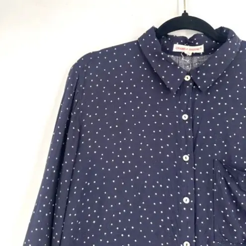 Grand & Greene blue star print size large button down long sleeve casual shirt