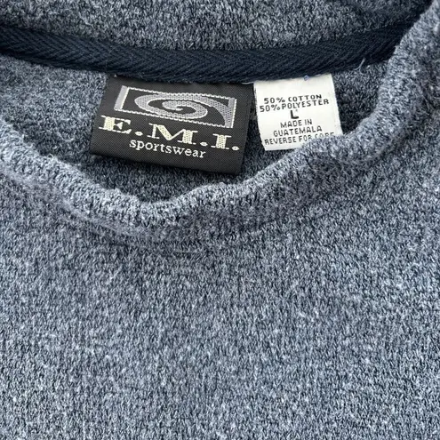 Vintage 90s Cozy Alaska Moose Embroidered Navy Blue Sweatshirt size L Gorpcore Size L