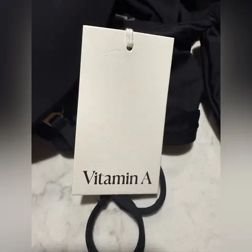 Vitamin A NWT Mabel Underwire Bandeau One Piece Black EcoLux Swimsuit XS $215