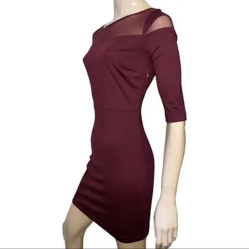 BB Dakota  Women’s Size S Burgundy Maroon Stretchy Bodycon Mesh Top Mini Dress