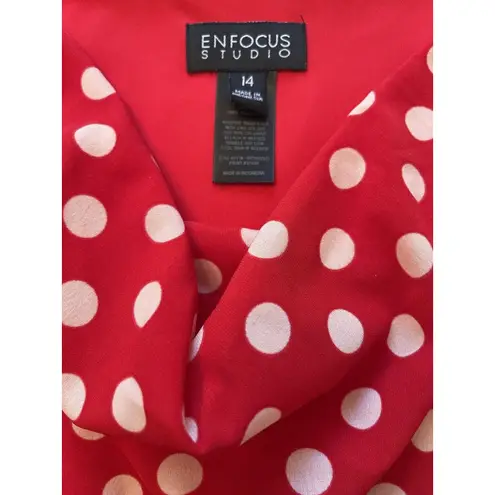 Enfocus Studio Polka Dot Dress Women's Fit & Flare Cowl Neck Sleeveless Red, 14