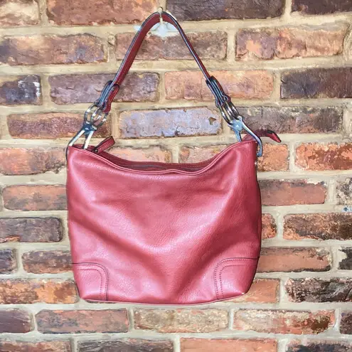 Women's Red Faux Leather Silver