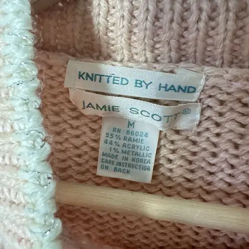 Vtg 80s Sweater Pink Chunky Knit Mock Pastel Crop Cottagecore Grandma Preppy M Size M