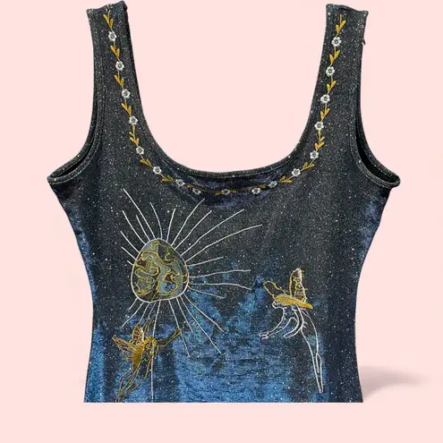 Source Unknown Cute sparkly glitter celestial fairy sun blue moon mushroom mini bodycon dress - Image 3