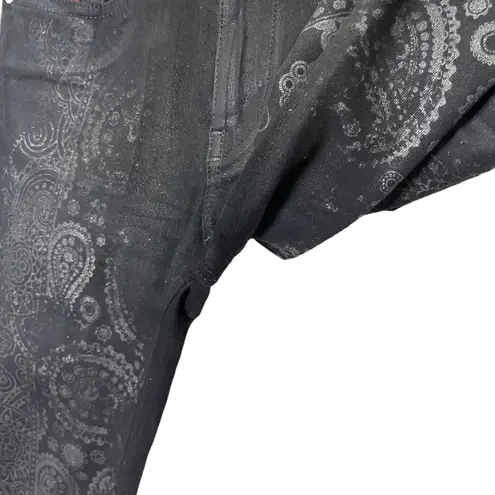 Diesel Skinzee Super Slim Regular Waist Black Coated Custom Paisley Print 25