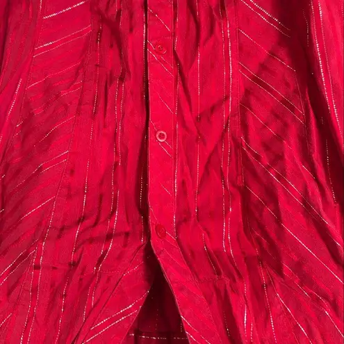 BCIH (Best Chick in Heels) Red Fitted Long Sleeve Button Down Shirt Size Medium