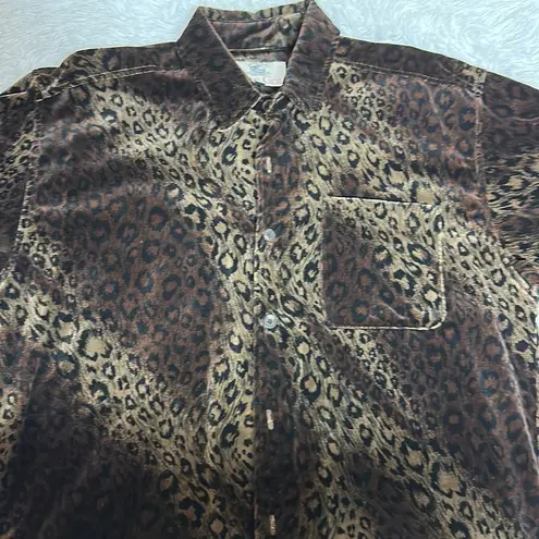 True Grit Vintage  Crushed Cotton-Velvet Cheetah Print. Lined Jacket-Shirt