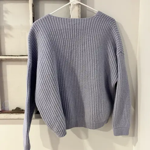 Elk Women's 8 Lambs Wool Lilac Purple Knit Crop Sweater V