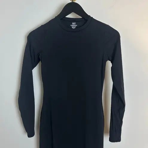 SKIMS Fits Everybody Long Sleeve Crewneck Dress in Onyx Black Size Medium