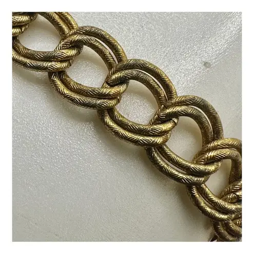 Monet  gold tone vintage link bracelet with safety chain