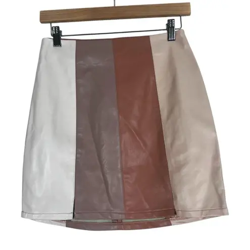 Peach Love California Mini Skirt Womens M Multicolor Faux Leather Colorblock 70s