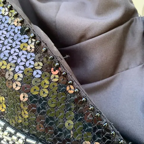 Mori Lee Y2K beaded sequin halter prom dress maxi gown teal black 5/6