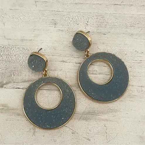 BaubleBar Sugarfix by  blue sparkly gold tone statement earrings