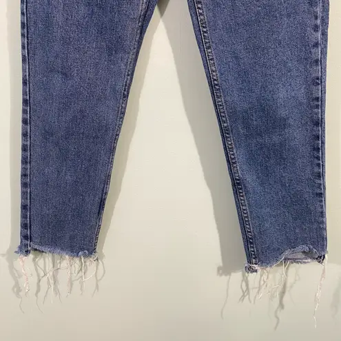 Bershka Denim Women's Straight Cropped High Rise Raw Hem Jeans Size 2