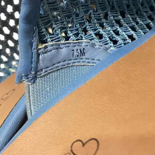 Baretraps Bethie Sky Blue Woven Mules Sandals with Cork Heel Size 7.5 Platform