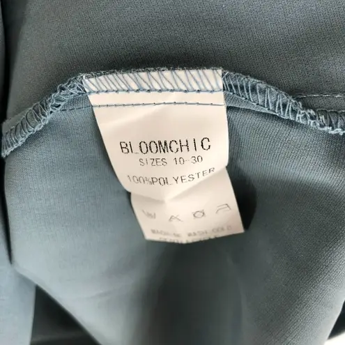 Bloomchic Plain Round Neck Button Detail Blouse Stone Blue 14-16