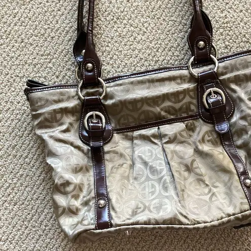 Giani Bernini Shoulder Bag Medium Tote Classic Initial Tan Brown Y2K Like New