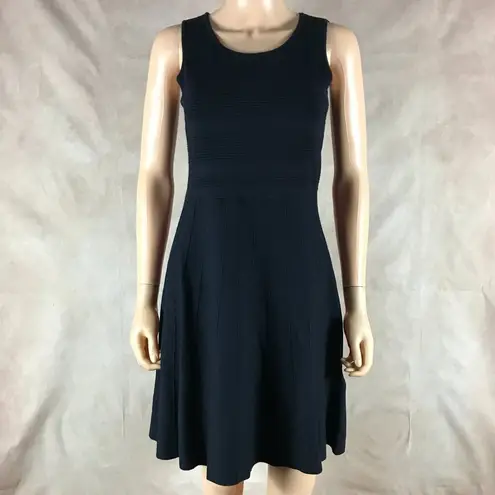 Charter Club Fit & Flare Ribbed Knit Black Dress P/S