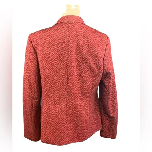 Nine West  Red & Black Herringbone Single Button Blazer