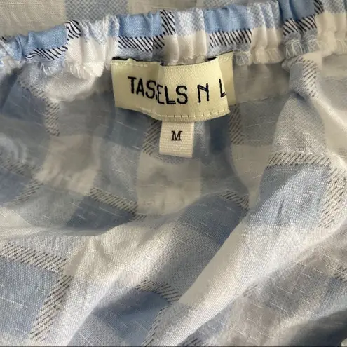 Tassels N Lace Tassel and lace blue gingham top - size M - NWT