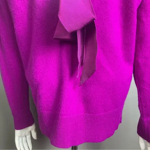 Trina Turk  cashmere sweater medium NWT violet open back bow purple pink colorful