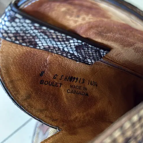 Boulet Women's Western Snakeskin & Leather Cowboy Boots, 8 Brown