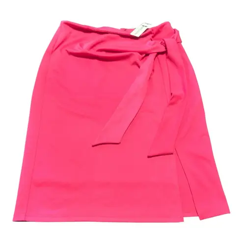 Kate Kasin Women's Hot Pink Tie Waist Midi Skirt with Slit