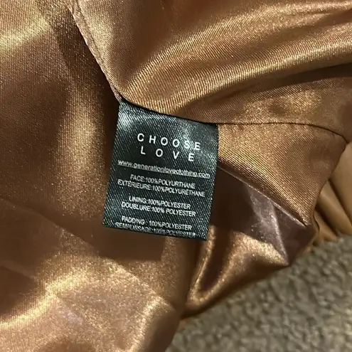 Generation Love Women’s Camel Brown Vegan Puffer Jacket Size M New
