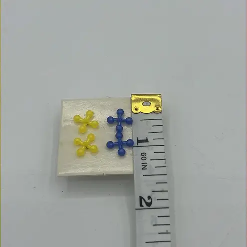 Vintage Avon Jacks Funtime Earrings 2 Pair Original Box Pierced 1987 Blue