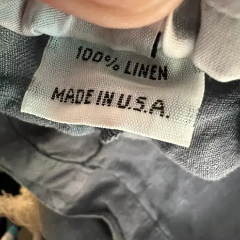 Bryn Walker Linen Pants Blue Pull On Lightweight Cropped Made in USA Extra Small