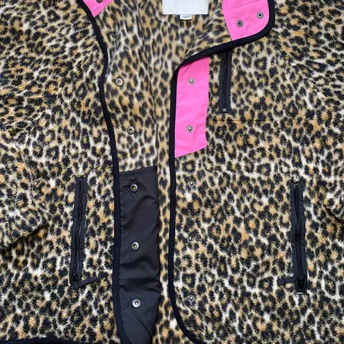 American Eagle Leopard Print Fleece Lined Sherpa Jacket Snap