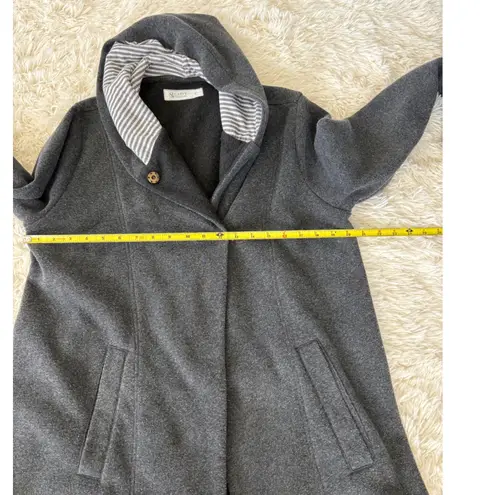 Carve Designs Gray Hooded Fleece Jacket Coat Open Front Pockets Womens