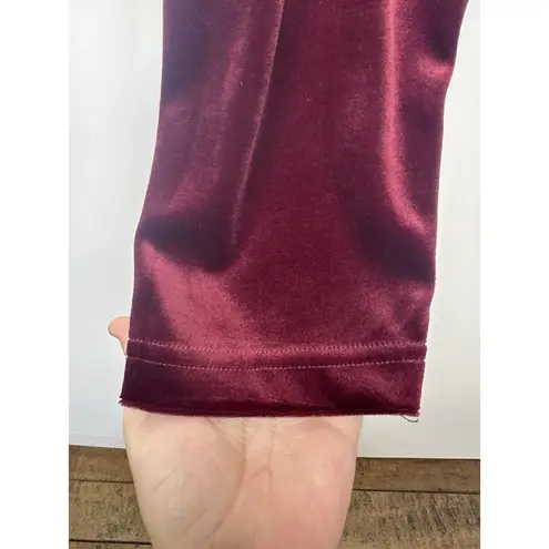 RUSS Women’s Size Large Pajama Top Burgundy Velour Corduroy Button Front Red