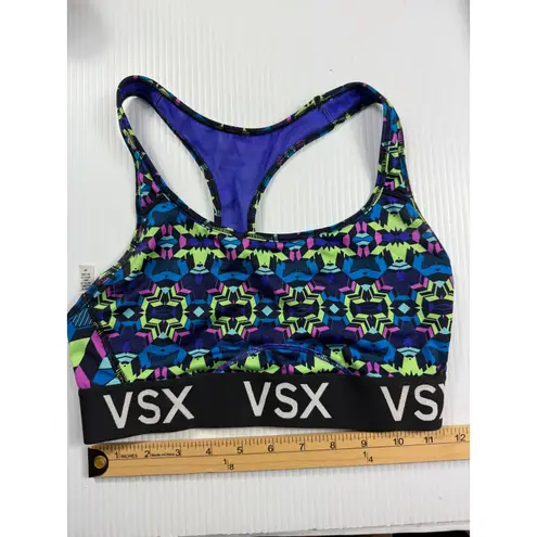 VSX Sport Bra Geometric Print Racerback Activewear Top Small Blue