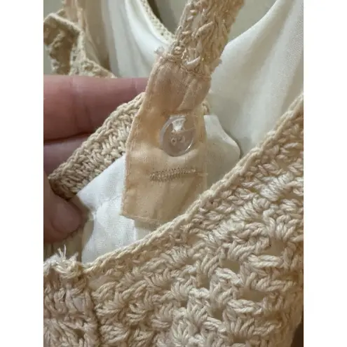 Dotti Women's Cotton Hand Crocheted Sleeveless Dress Size Small Ivory Cottage