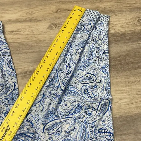 Carole Hochman Blue & White Paisley Print Elastic Drawstring Waist Pajama Pants