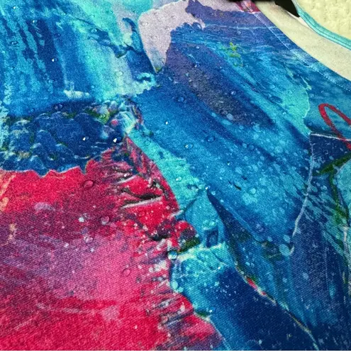 Ali Miles Multicolor Abstract 3/4 Sleeve Top XLP Artsy Lagenlook Embellished Blue Size undefined