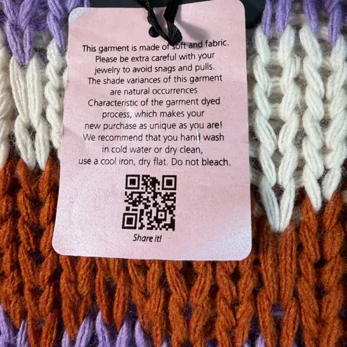 OWN IT Made in Italy Chunky Knit Striped Sweater Cozy Multicolor – Size S – NWT Purple