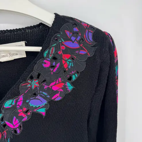 Neiman Marcus Umi Collections by Anne Crimmins Vintage 80s Appliqué Sweater Med - Image 3