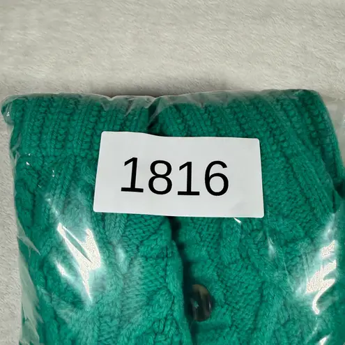 Aran Crafts Ireland Green 100 Merino Wool Cable Knit Cardigan Sweater XL Cabin