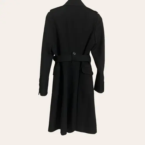 Karen Millen Black Wool Blend Single Breasted Belted Trench Coat Size 8