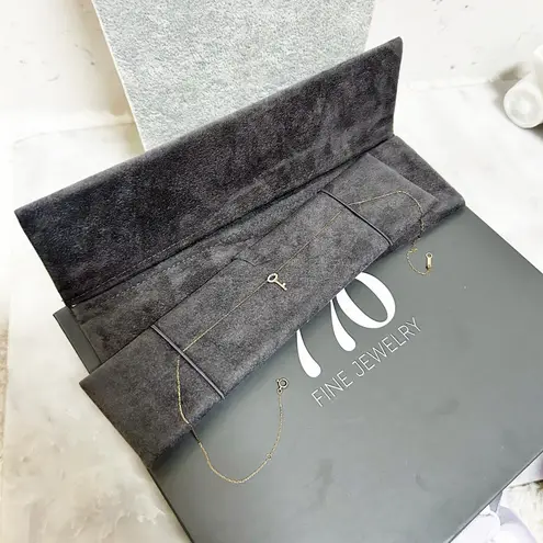 10k Rose Gold Natural Mined Earth Diamond Mini Key Dainty Necklace Gray