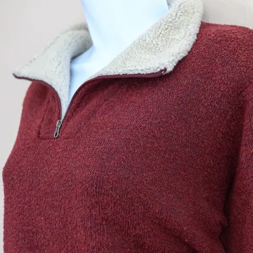 Kuhl Alpaca Fleece Sherpa Collar 1/4 Zip Pullover Sweater Burgundy Women's M