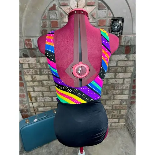 one piece swimsuit Sun streak Vintage 1990s pink purple green blue Size 12