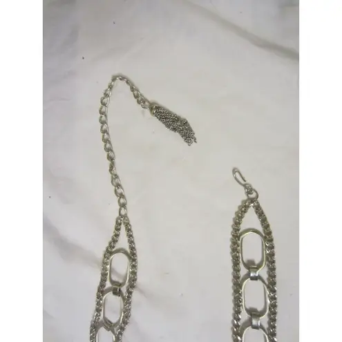 None Unbranded Chain Link Metal Belt Y2K Glam Silver 38”