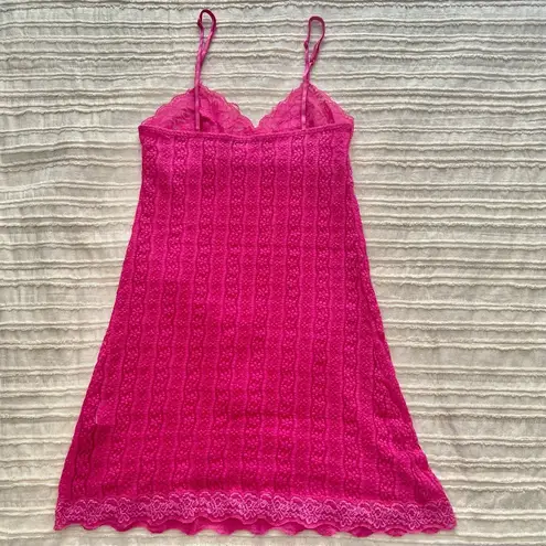 Forever 21 Vtg Y2K XXI Hot Pink Lace Babydoll Sheer Cami S Small Vintage