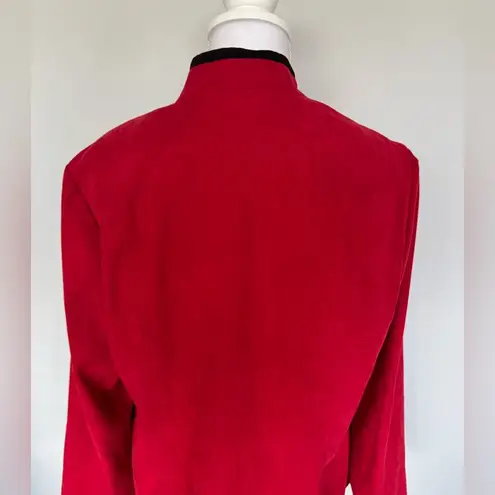 JM Collection Vintage Medium Weight Zip Up Shacket | 12P | Red| Pockets