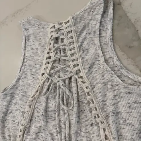 Akemi + Kin Anthropologie Lace Up Back Swing Tank Top Women’s XS Heather Gray