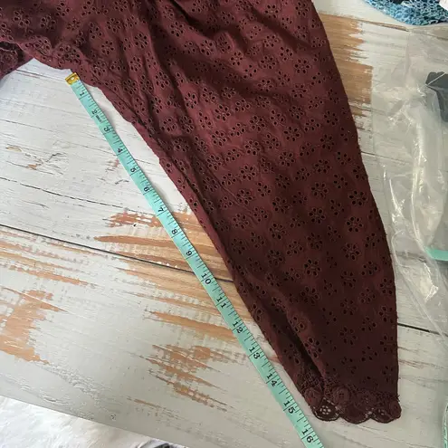 Doen Floryn Romantic Lace Eyelet Top Antique Walnut Size XL